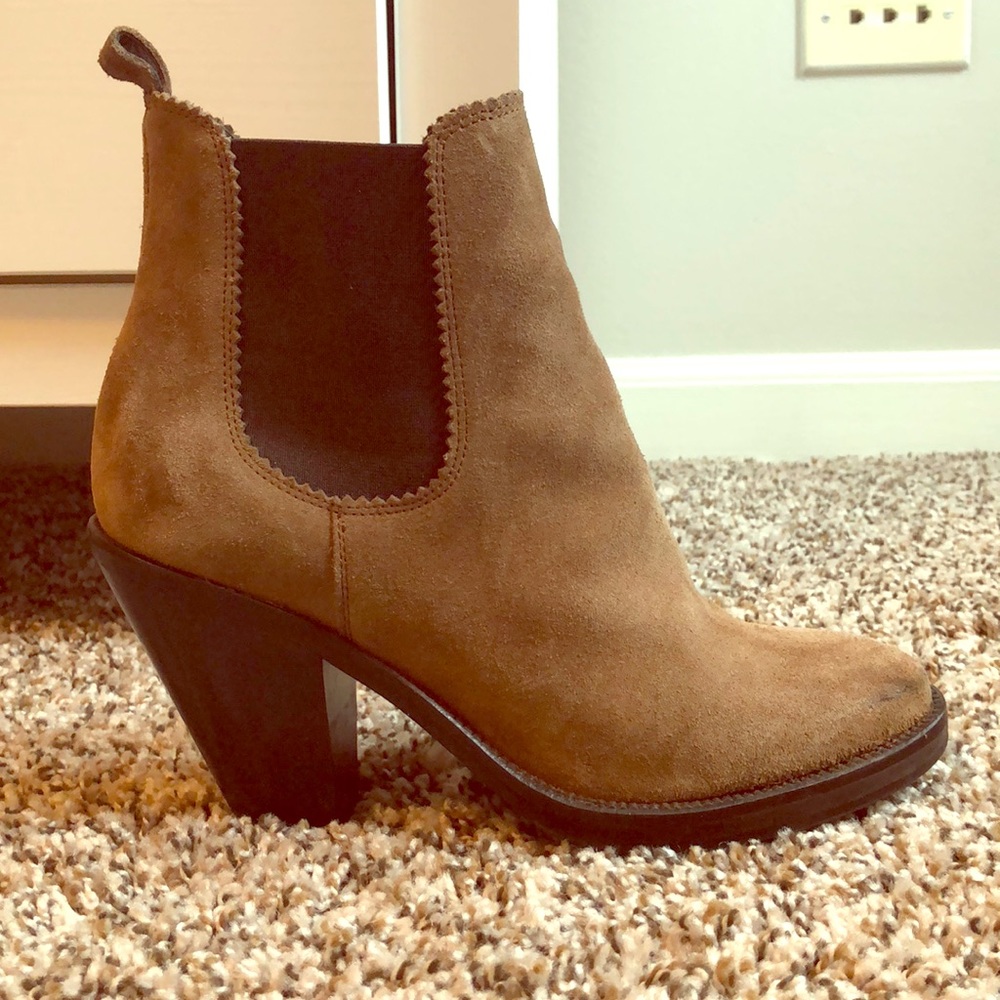All Saints tan suede boots